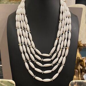 Western Germany Multi-Strand White Glass Beaded Necklace